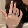 Anillo Extraíble de Rombos de Circonita Luz Fluida Sombra de Jade Anillo para Dedo Índice Simple de Nicho con Sentido de Alta Gama Joyería de Mano Fresca y Refinada Exquisita
