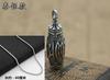 Colgante de collar de plata tailandesa vintage de joyería de plata esterlina S925 con forma de caja de mantra de seis palabras para hombres y mujeres