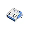 Base USB fêmea lateral de corpo curto com pé curvo, plug DIP para placa, base USB lateral fêmea vertical