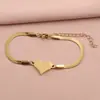 Pulsera de Cadena con Colgante de Corazón Simple de Acero Inoxidable para Mujer, Pulsera de Cadena Hueso de Serpiente con Corazón de Durazno de Moda y Versátil