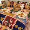 Juego de cama de cuatro piezas con funda de edredón y sábana gris y negra, juego de cama a cuadros sencillo y moderno para hombre, juego de tres piezas