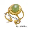 Anillo de Piedra Ojo de Tigre Lava Irregular Maillard Transfronterizo Chapado en Oro de 18k Anillos Apilables de Índice Vintage
