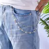 Ins Transfronterizos Europeos y Americanos Calientes de Venta Cadena Decorativa de Jeans Hip-Hop Pantalones Cadena de Cintura Punk Imitación Perla Cruzada Moda para Mujeres