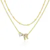 Amazon Diseño de Nicho Sentido Acero Inoxidable 26 Letras Incrustaciones de Diamante Amor Collar en Capas Letra Inicial Cadena Doble Clavícula