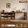 Escritorio Doble de Madera Maciza Mesa de Estudio para Adultos en Casa Mesa Larga para Dormitorio Armario de Almacenamiento Mesa de Ordenador Retráctil Integrada