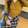Camisa Básica Gola V para Mulheres, Roupa Íntima Estilo Pequeno Cheiroso, Tricô Novo 2025 Estilo Francês, Blusa de Manga Longa de Primavera para Usar por Cima