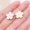 Flor de Crisantemo Blanco Goteo de Aceite Flor de Girasol Colgante de Aleación Accesorios para Joyería DIY Collar Pendientes Llavero Colgante Pequeño