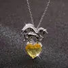 Collar Colgante Longrui Transfronterizo Nuevo Unicornio Doce Piedras de Nacimiento Corazón de Melocotón Incrustado con Collar de Piedras de Colores