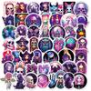 50 Pegatinas de Muñeca Fantasma Estilo Gótico Morado, Calavera, Pegatinas Decorativas de Graffiti de Horror Personalizadas
