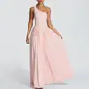 Vestido de Banquete de Noite da Moda Europeia e Americana para Mulheres, Elegante e Estiloso, de Um Ombro Só, Cor Sólida, Ajustado ao Corpo, Franzido, Decote Bardot, Novo Vestido Longo
