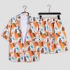 Conjunto de Camisa de Playa Z1 Verano Floral Vacaciones Patrón de Resort de Playa Camisa Shorts Traje de Baño Hawaiano