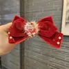 Venta Caliente de Año Nuevo Pasadores para Niña Accesorios para el Cabello Festivos de Año Nuevo Rojo Infantil Dibujos Animados Moño Accesorios para el Cabello Festivos al por Mayor