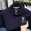 Camisa polo transfronteriza de manga corta para hombre, estilo nuevo de verano, casual de negocios para mediana edad, camiseta de manga corta bordada de alta gama con cuello vuelto para hombre