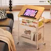 Carrito Plegable Pequeño de Almacenamiento Estante de Piso Mesa de Noche de Dormitorio Almacenamiento Estante de Almacenamiento de Snacks Mesa de Café Sala de Estar Mesa Lateral