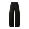 Roupa Masculina Muqiu Estilo Old Money Tecido Pesado de Camada Dupla Jeans com Corte Curvo para Homens, Caimento Solto, Calças Largas Drapeadas para o Dia a Dia