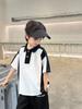 Nova Camiseta Polo de Manga Curta Patchwork Verão 2026 da Haima para Meninos Roupas de Algodão Puro Estilo Coreano Infantil