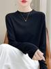 Camiseta de Punto para Mujer 2024 Otoño e Invierno, Nueva, Básica, Cuello Semi-alto, Punto de Piña 48 Hilos, Manga Larga