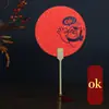 Abanico Rojo de Año Nuevo con Papel Grueso para Caligrafía, Abanico de Caligrafía Estilo Chino, Abanico Festivo con Purpurina Dorada, Abanico de Atrezo para Fotos del Festival de Primavera