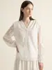 Blusa Feminina de Chiffon Semi-transparente com Bordados de Manga Longa Estilo Verão Zhi*26 Decotada em V Fantasia Estilo Fada