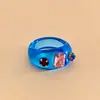 Anillos redondos y cuadrados de resina con incrustaciones de diamantes transfronterizos europeos y americanos, anillos sencillos y elegantes para el dedo índice, joyería exquisita y versátil para mujer al por mayor