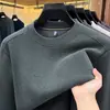 Nueva Sudadera con Capucha de Manga Larga para Hombre Otoño Jersey de Cuello Redondo Top Capa Base de Moda Camiseta de Manga Larga para Hombre
