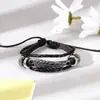 Pulsera Tejida de Cuero Hecha a Mano Simple Europea y Americana para Hombre con Hoja de Aleación Pulsera de Cuero Vintage Accesorio de Moda Tendencia