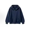 Sudadera con capucha bordada floral de otoño e invierno para mujer, chaqueta casual gris suelta con cremallera y estampado floral