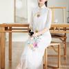 2022 Primavera e Verão Novo Vestido Feminino Casual Retro Estilo Nacional Vestido Solto Tamanho Grande Elegante Swing Dress 6312
