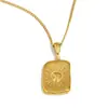 Moda Europeia e Americana Geométrico Criativo Estiloso Colar Aço Inoxidável Banhado a Ouro 18K Pingente Rosto de Sol Colar Feminino Luxo Acessível