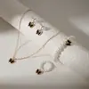 Joyería Transfronteriza Europea y Americana, Collar de Mariposa y Perla de Aleación Moderno y Dulce, Conjunto de Joyería Francesa de Alta Gama