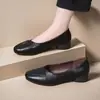 Zapatos de mujer de moda populares de corte bajo, nuevo modelo otoño 2026, cuero suave, tacón grueso, retro, cómodos, zapatos casuales sin cordones para madres