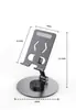Soporte Plegable de Metal para Teléfono Giratorio 360° | Soporte de Escritorio Ajustable con Silicona Antideslizante, Puerto de Carga y Eje Duradero