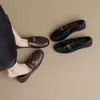 Weiwei Lady 1257-2 Mocasines Planos de Tacón Bajo Estilo Vintage Old Money para Mujer, Zapatos Pequeños de Cuero con Hebilla Estilo Británico
