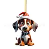 Perro Hanhan Navideño Colgante Árbol de Navidad Gorro Navideño Mascota Cachorro Acrílico Decoraciones Planas Colgante Colgante