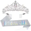 Corona de Diamante Flash para Niña de Cumpleaños/Reina Traje con Cinta Decoración para Fiesta de Cumpleaños Traje de Novia