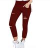 Pantalones pitillo de comercio exterior de eBay, Europa y AliExpress, leggings de algodón rotos para mujer.