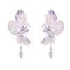 Pendientes de Mariposa Morados Frescos con Circonita Hueca para Mujer, Lujo Accesible, Pendientes de Moda de Estilo Exquisito y Fresco, Venta Caliente en Xiaohongshu