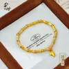 Pulsera de Enlace de Bambú con Forma de Hoja con Acabado Dorado Arena, Colgante Cepillado Brillante Chapado en Cobre, Pulsera para Mujer, Nueva Joyería de Estilo Chino