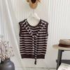 Chaleco de Punto Juvenil y Elegante de Dos Piezas Estilo Coreano para Mujer, Diseño de Principios de Otoño, Top sin Mangas Casual y Ajustado, de Moda