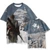 Camiseta de Manga Curta 2024 Hot Black Myth Goku Jogo Envolvente 2024 Verão Nova Solta Americana Masculina 3D