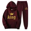 Sudaderas con Capucha Estampadas de Marca de Tendencia Otoñal Europea y Americana para Hombres y Mujeres, Conjuntos Deportivos Casuales y Pantalones de Chándal de Dos Piezas para Parejas