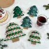 Bolsa con cordón impresa en forma de árbol de Navidad, adornos navideños, decoraciones para ambiente de fiesta en ventana, decoraciones navideñas