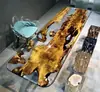 # Mesa de Rio em Resina Epóxi Madeira Maciça Placa Grande Mesa de Chá Mesa de Chá Oceânica Mesa de Jantar Mesa de Café Placa Inteira Mesa de Escritório Chá