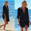 Chegada Nova Europeia e Americana 2021 Tecido Amassado Dois Bolsos Fivela Blusa de Praia Jaqueta de Biquíni Camisa Roupa de Banho Cardigan Feminino