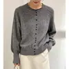 2026 Cardigan de tricô de botões de lã pura de gola redonda de alta qualidade para mulheres, outono e inverno, com um delicado padrão floral, elegante casaco suéter