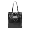 ¡Guau, bolso de mano de alta gama de cuero genuino para mujer, bolso de hombro vertical tipo tote de piel de vaca encerada al aceite de gran capacidad vintage