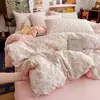 Conjunto de quatro peças em gaze de algodão puro de camada dupla Classe A para mães e bebês, lençol de cama 100% algodão, capa de edredom, conjunto de três peças para cama de dormitório estudantil peça única 4