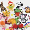 Parches bordados de combinación multiestilo transfronterizos con animales de dibujos animados, pandas, corazones y fresas, con adhesivo termofusible para decoración