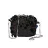 Bolsa pequena quadrada de corrente no ombro estilo ocidental feminina 2024 primavera e verão nova moda bolsa de lantejoulas tendência personalizada bolsa transversal moda