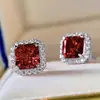 Pendientes de Zirconia Estilo Celebridad Europea y Americana de Lujo Ligero Transfronterizos para Mujer, Pendientes de Circonita Cúbica Estilo Princesa, Joyería al por Mayor